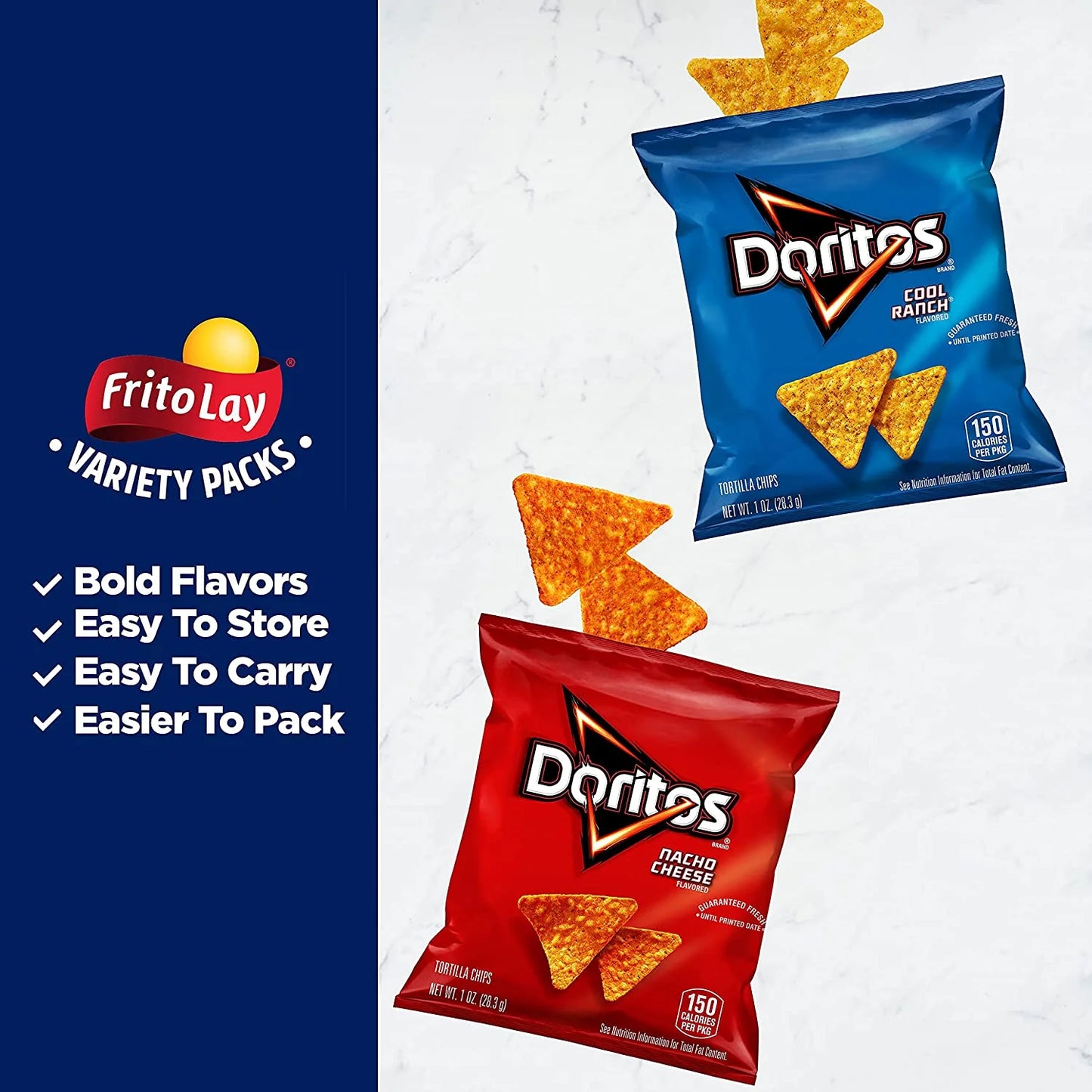 Doritos Cool Ranch Flavored Tortilla Chips Snacks Multipack, 1 oz Bags, 40 Count Multipack