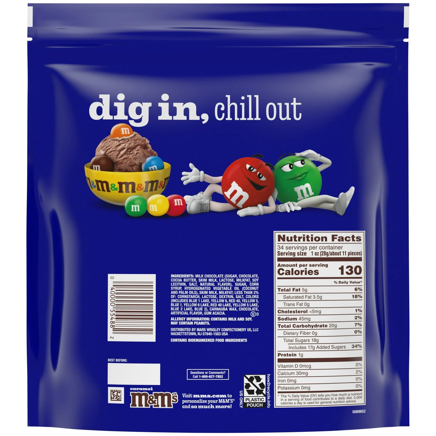 M&M'S Caramel Chocolate Candy Party Size 34-Ounce Bag