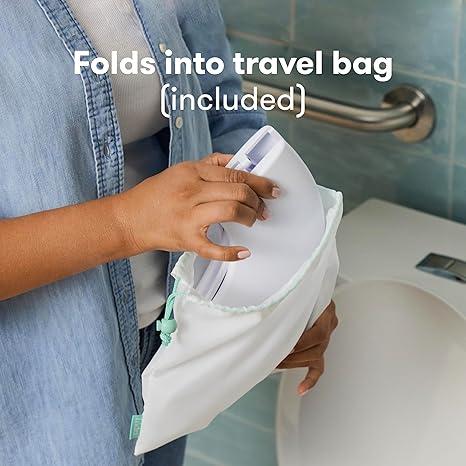 Frida Baby Fold-and-Go Potty Seat for Toilet | Foldable Travel Potty Seat for Toddler, Fits Round & Oval Toilets, Non-Slip Base, Handles, Includes Free Travel Bag C29