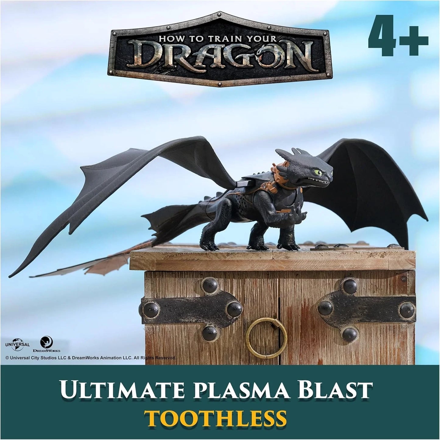 Dreamworks Dragons, How to Train Your Dragon, Ultimate Plasma Blast Toothless, 25” Wings with Lights & Sounds Action Figure, Kids Toys for Boys Ages 4 and up