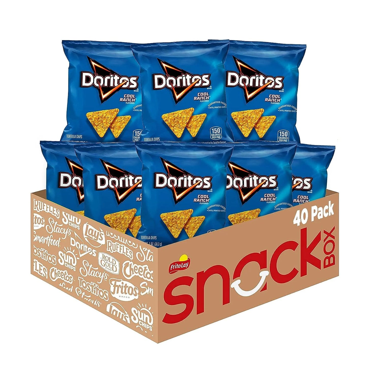 Doritos Cool Ranch Flavored Tortilla Chips Snacks Multipack, 1 oz Bags, 40 Count Multipack