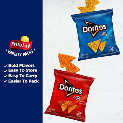 Doritos Cool Ranch Flavored Tortilla Chips Snacks Multipack, 1 oz Bags, 40 Count Multipack