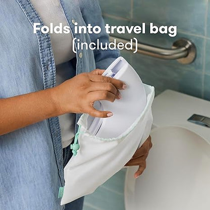 Frida Baby Fold-and-Go Potty Seat for Toilet | Foldable Travel Potty Seat for Toddler, Fits Round & Oval Toilets, Non-Slip Base, Handles, Includes Free Travel Bag C29