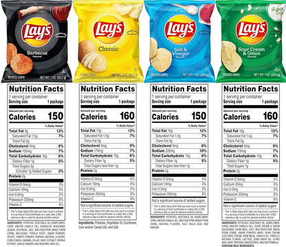 Lay's Potato Chips, 4 Flavor Variety Pack, 1 oz Single Serve Bags, (40 Pack)
